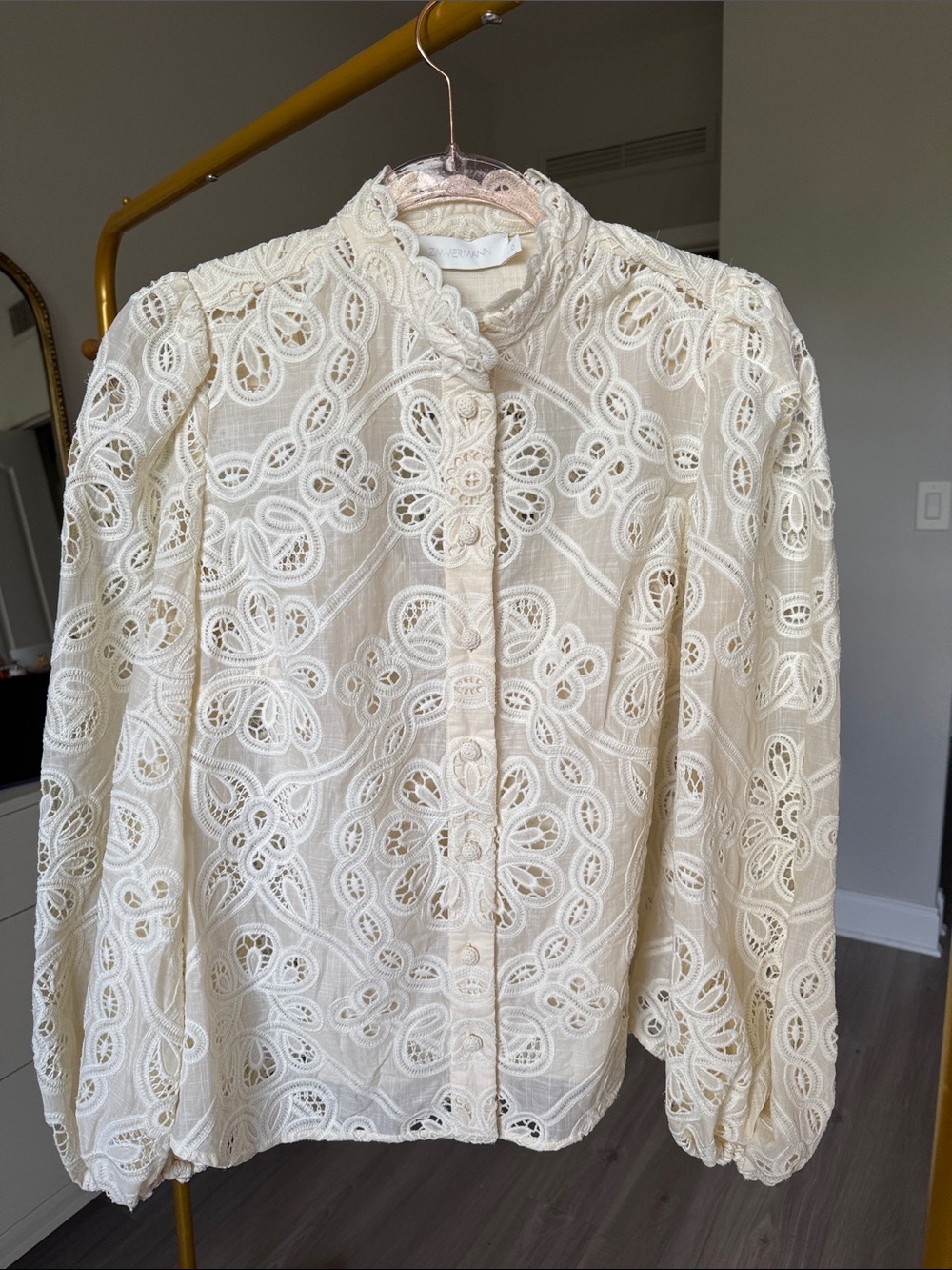 Zimmermann Cream Ivory Lace Detail Blouse